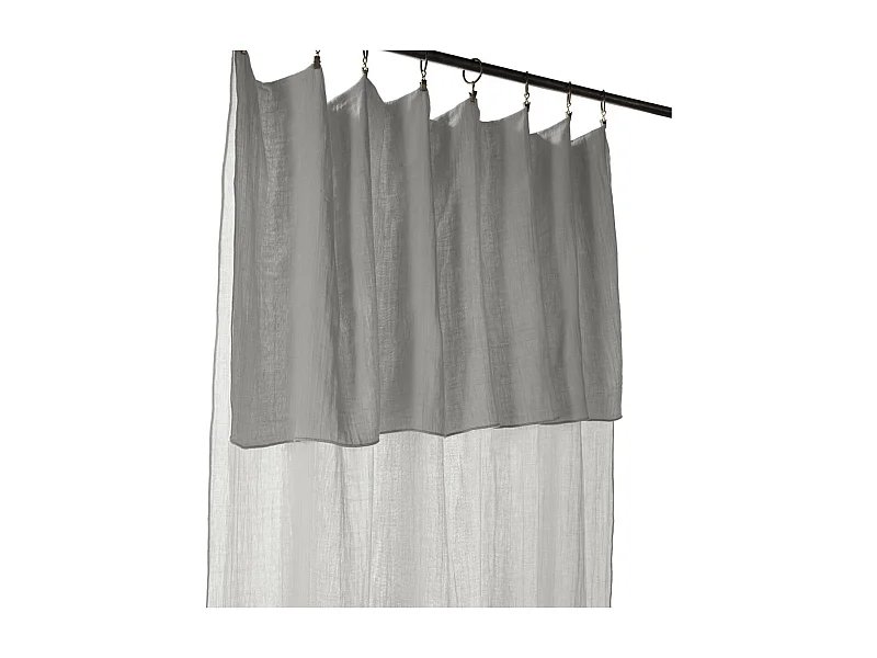 OUREA - Rideau Ajustable 140x300 cm Gaze de Coton Nuage + 8 Anneaux Pince