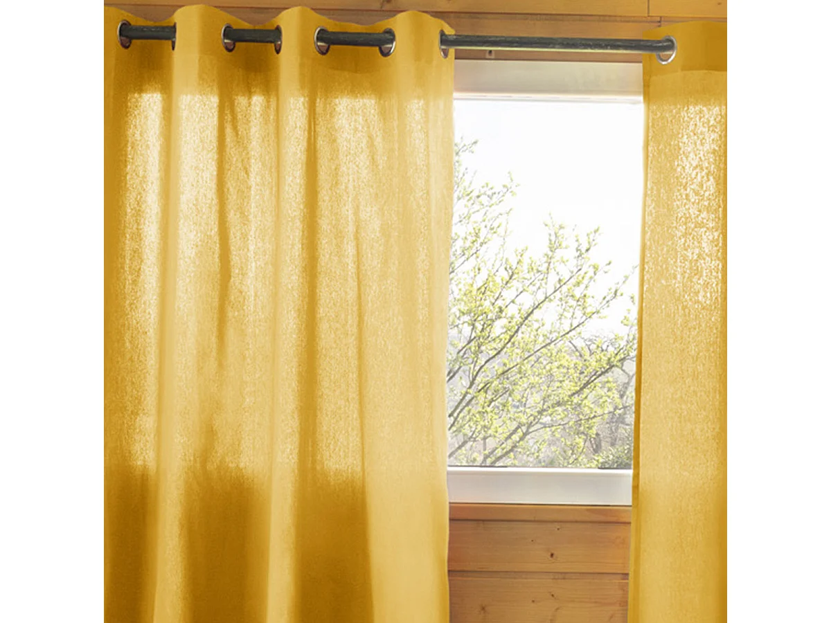 SOPHIE - Rideau 140x260cm Coton Coloris Safran ?illets Inox