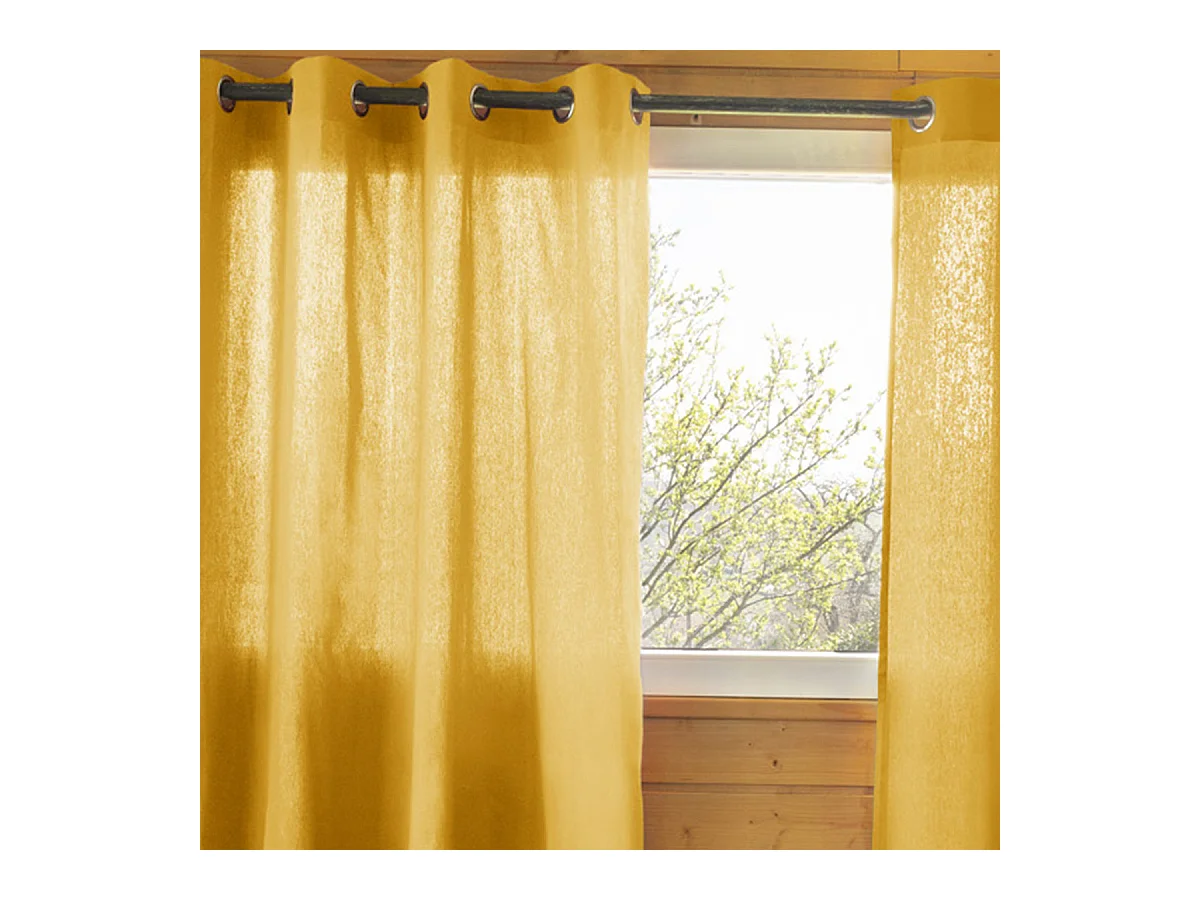 SOPHIE - Rideau 140x260cm Coton Coloris Safran Œillets Inox