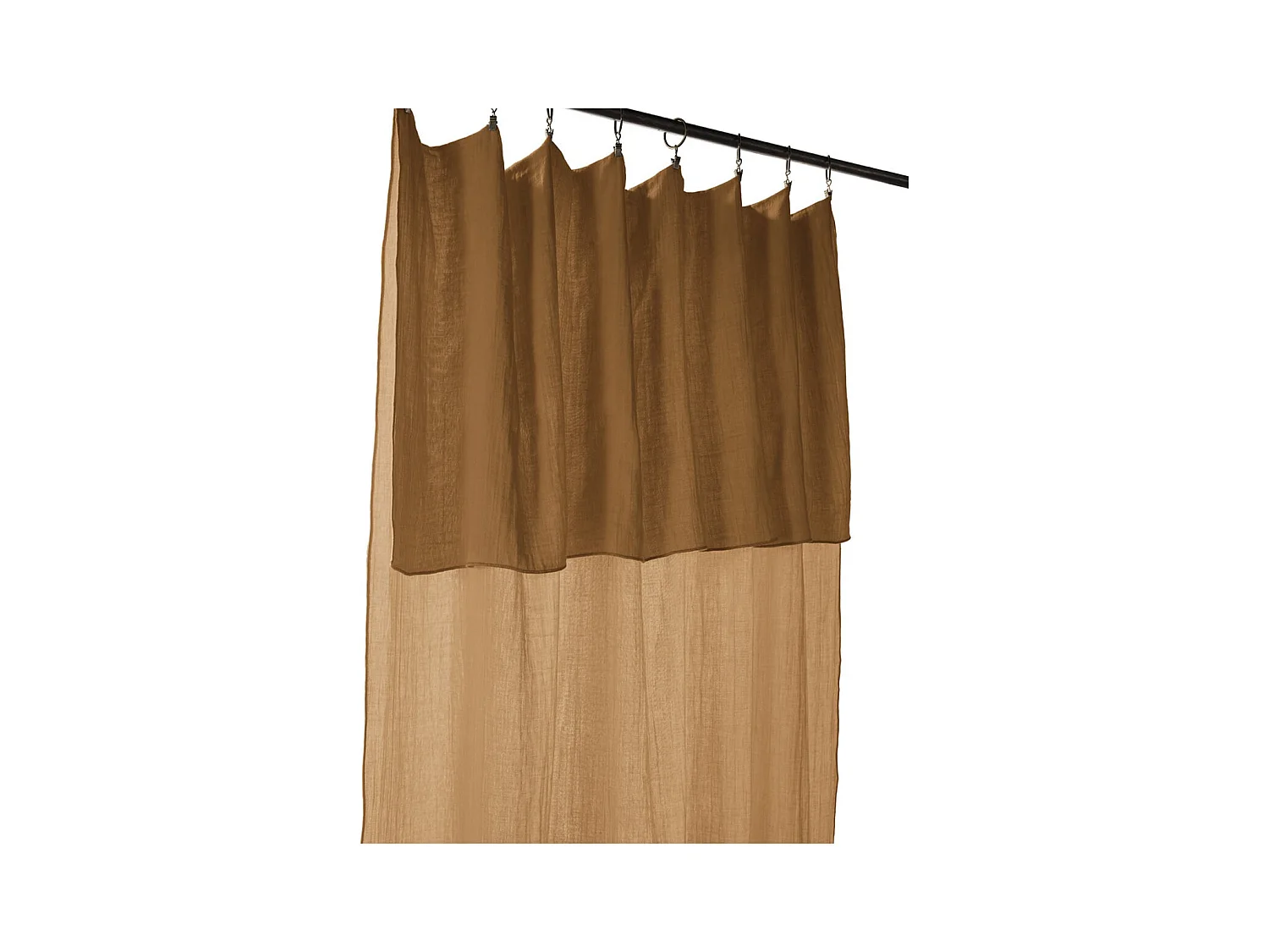 OUREA - Rideau Ajustable 140x300 cm Gaze de Coton Camel + 8 Anneaux Pince