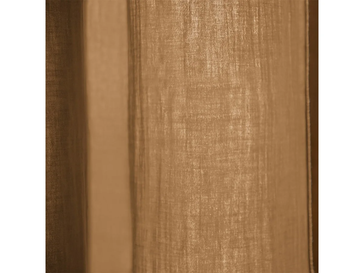 OUREA - Rideau Ajustable 140x300 cm Gaze de Coton Camel + 8 Anneaux Pince