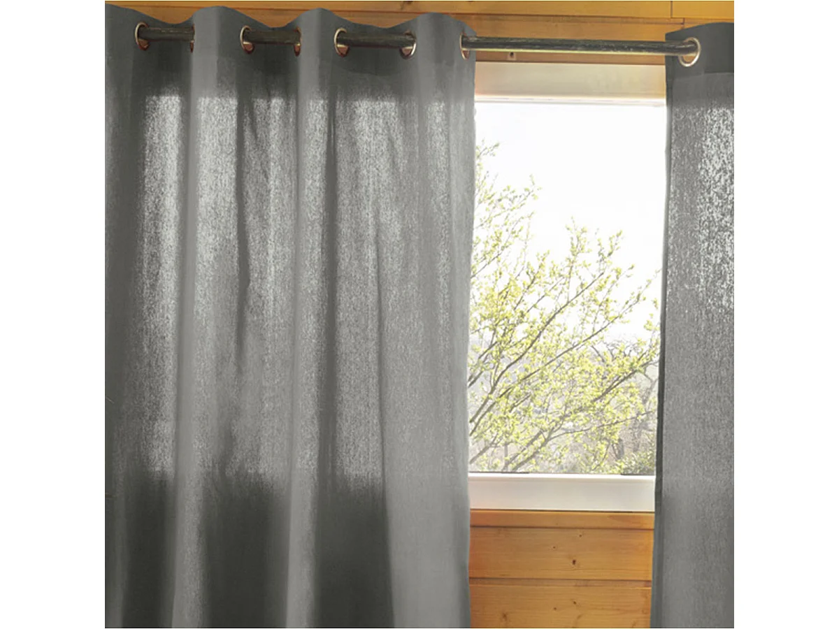 SOPHIE - Rideau 140x260cm Coton Coloris Granit ?illets Inox