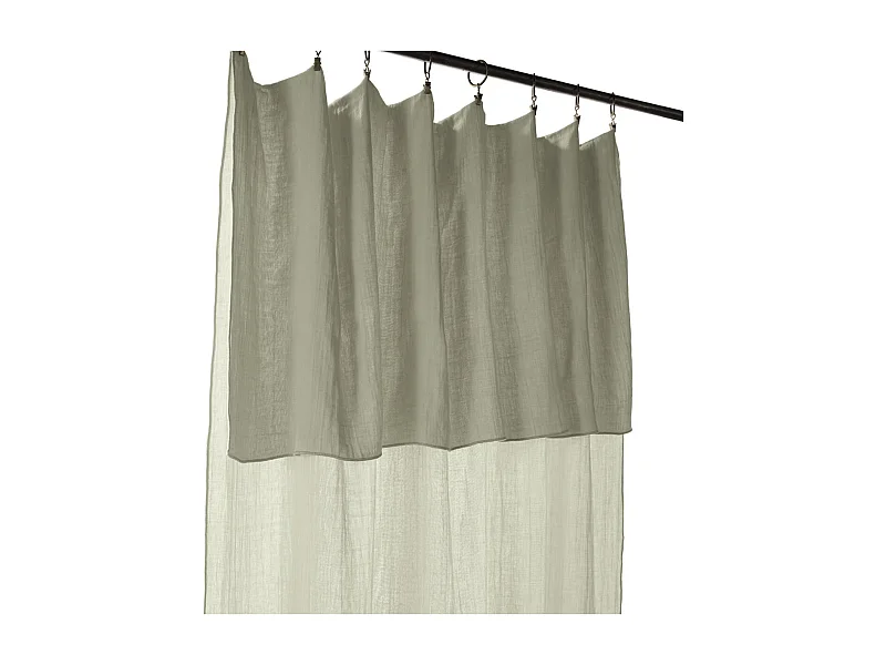 OUREA - Rideau Ajustable 140x300 cm Gaze de Coton Vert d'Eau + 8 Anneaux Pince