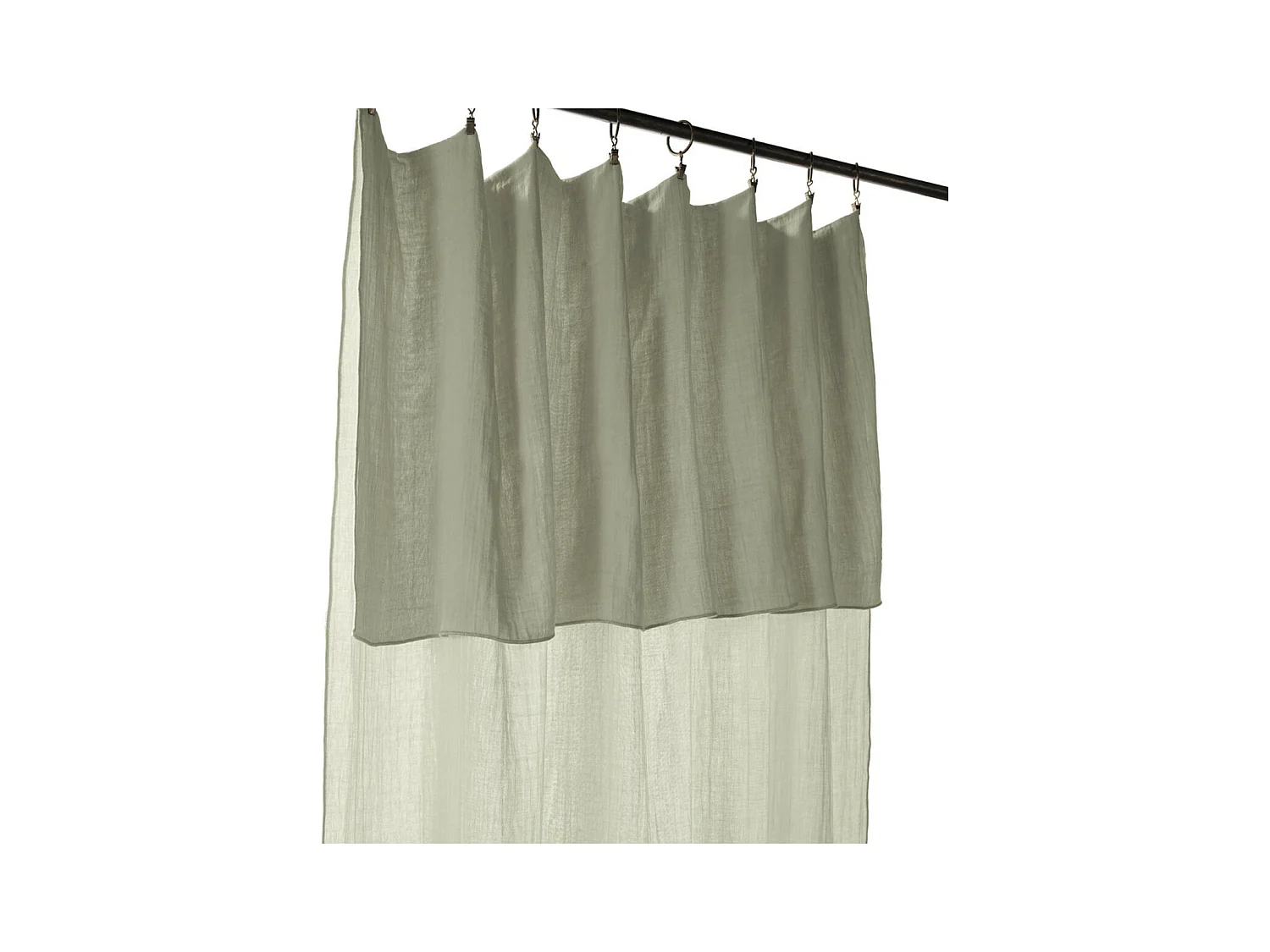 OUREA - Rideau Ajustable 140x300 cm Gaze de Coton Vert d'Eau + 8 Anneaux Pince