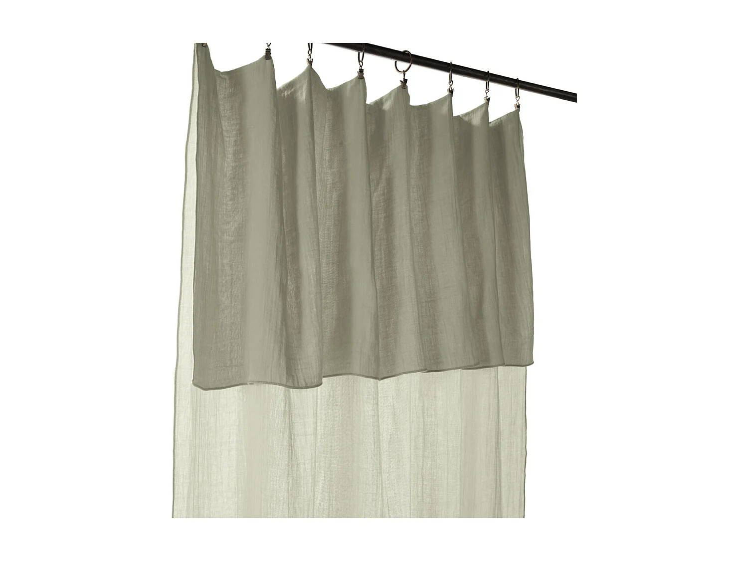 OUREA - Rideau Ajustable 140x300 cm Gaze de Coton Vert d'Eau + 8 Anneaux Pince