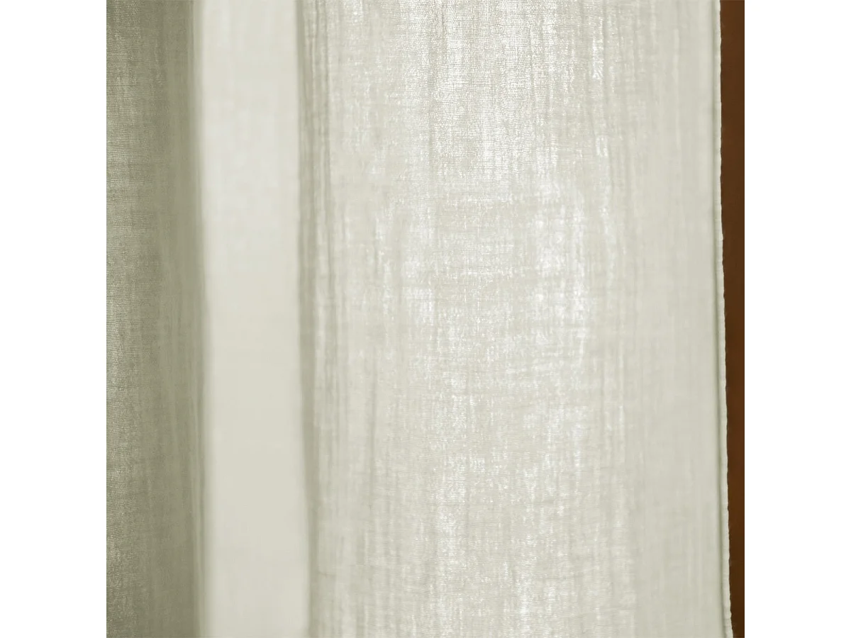 OUREA - Rideau Ajustable 140x300 cm Gaze de Coton Vert d'Eau + 8 Anneaux Pince