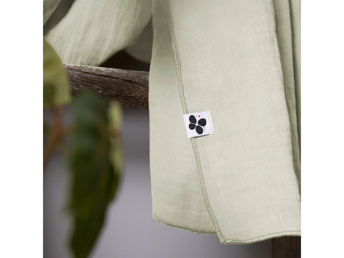 OUREA - Rideau Ajustable 140x300 cm Gaze de Coton Vert d'Eau + 8 Anneaux Pince