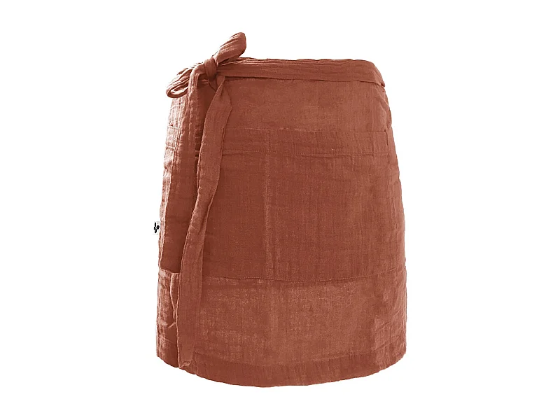 OUREA - Demi-Tablier avec Double Poche Gaze de Coton Terracotta