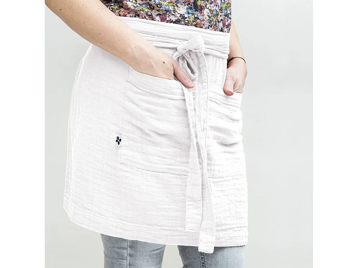 OUREA - Demi-Tablier avec Double Poche Gaze de Coton Chantilly