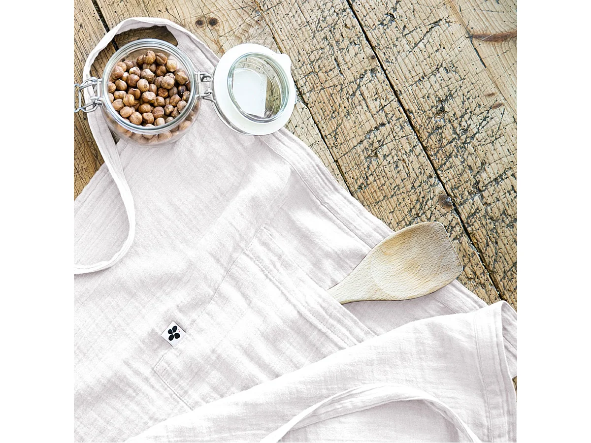 OUREA - Demi-Tablier avec Double Poche Gaze de Coton Chantilly