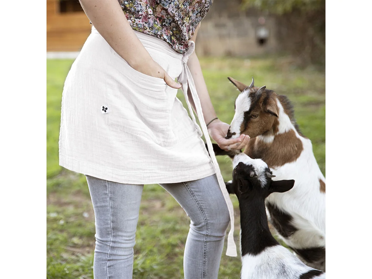 OUREA - Demi-Tablier avec Double Poche Gaze de Coton Chantilly