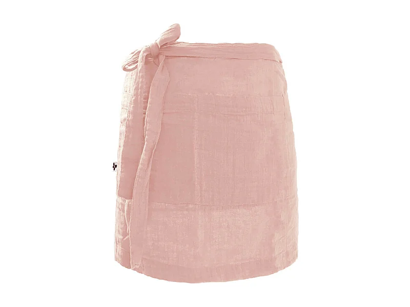 OUREA - Demi-Tablier avec Double Poche Gaze de Coton Rose Pêche