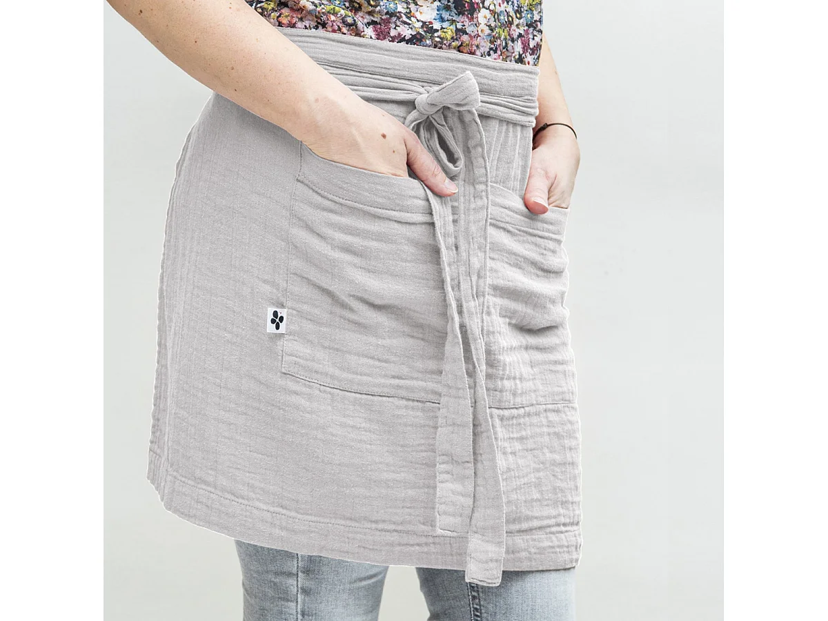 OUREA - Demi-Tablier avec Double Poche Gaze de Coton Nuage