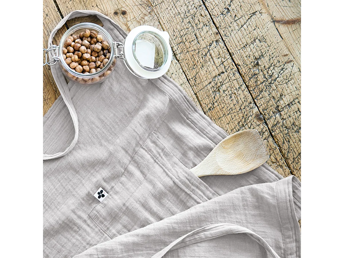 OUREA - Demi-Tablier avec Double Poche Gaze de Coton Nuage