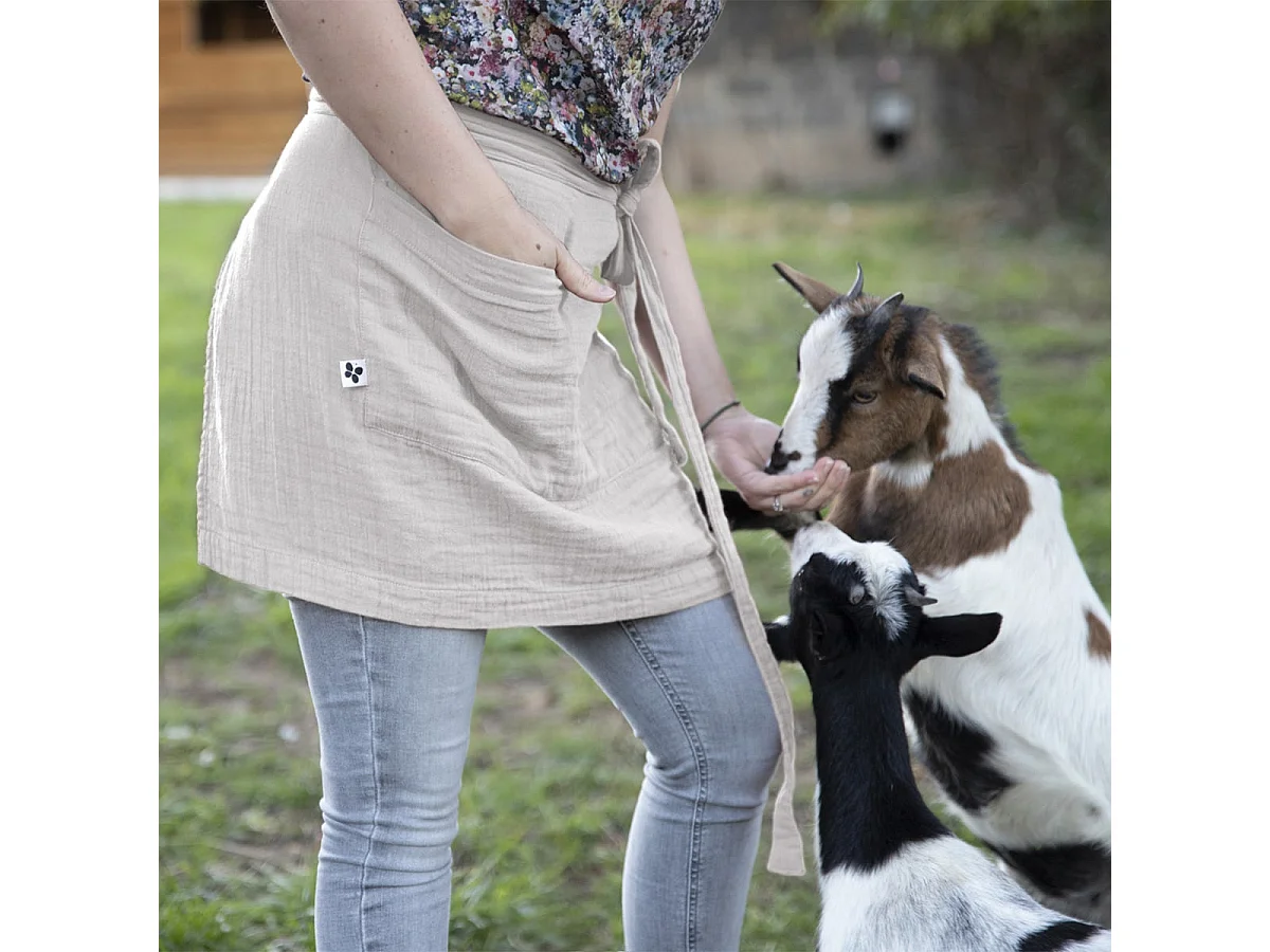 OUREA - Demi-Tablier avec Double Poche Gaze de Coton Nuage