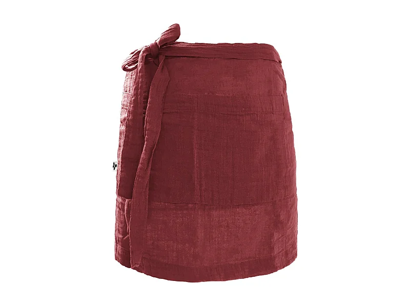 OUREA - Demi-Tablier avec Double Poche Gaze de Coton Lie de Vin
