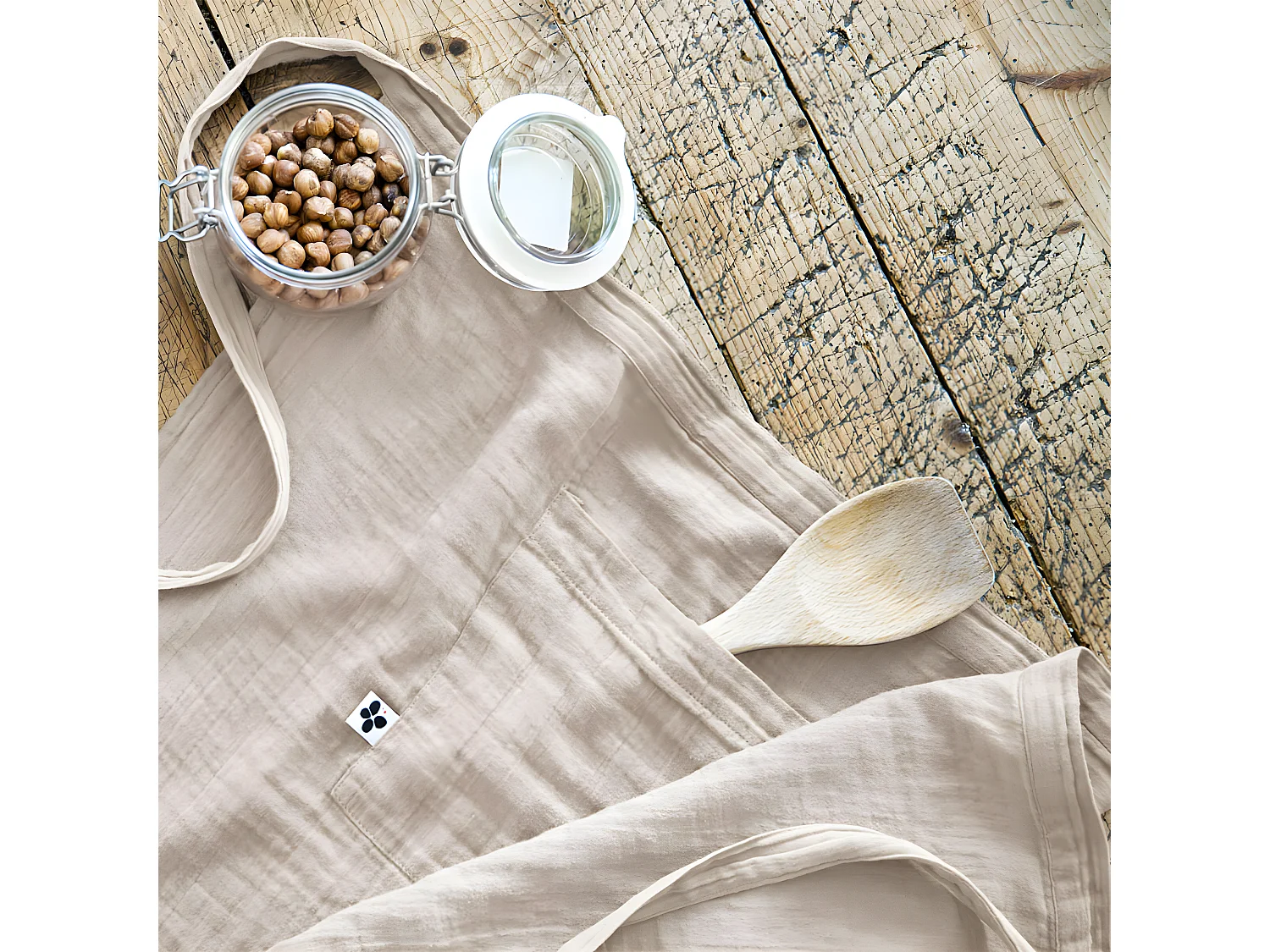 OUREA - Demi-Tablier avec Double Poche Gaze de Coton Pampa