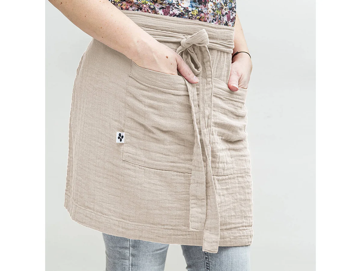 OUREA - Demi-Tablier avec Double Poche Gaze de Coton Pampa