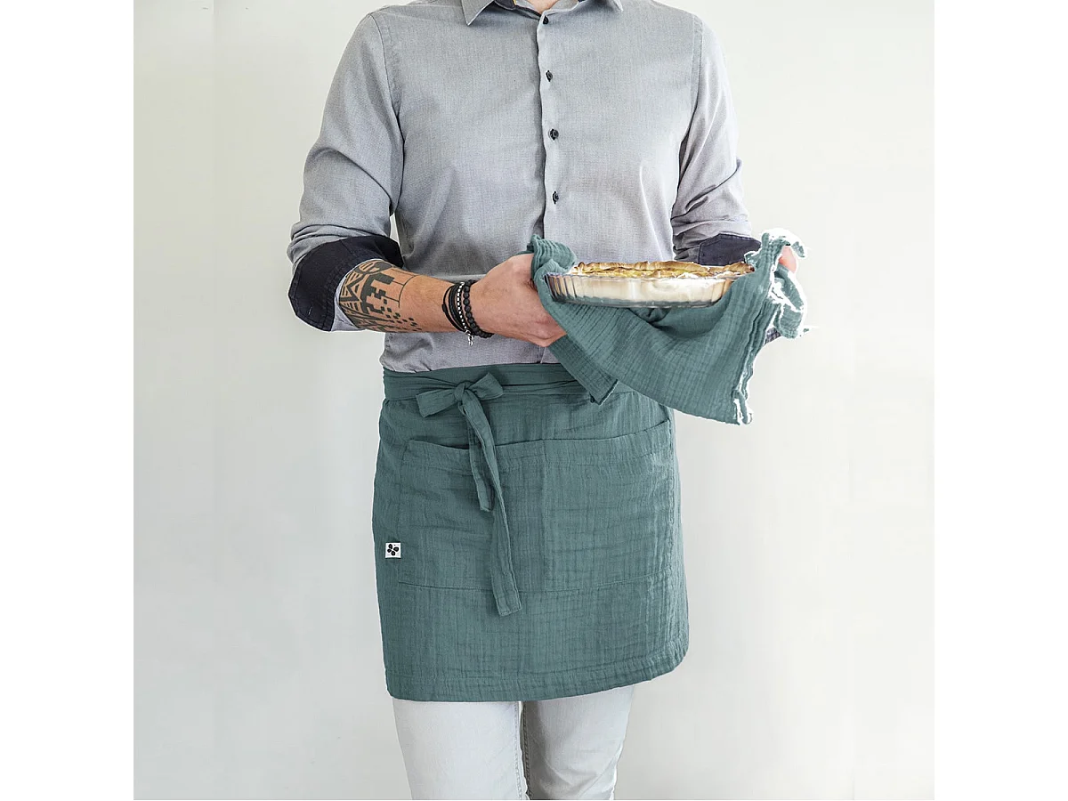 OUREA - Demi-Tablier avec Double Poche Gaze de Coton Canard