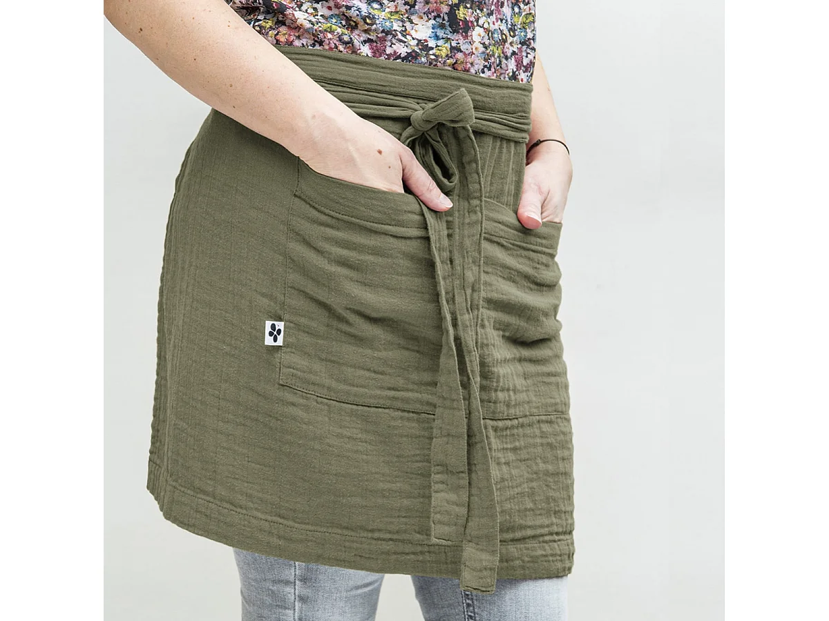 OUREA - Demi-Tablier avec Double Poche Gaze de Coton Romarin