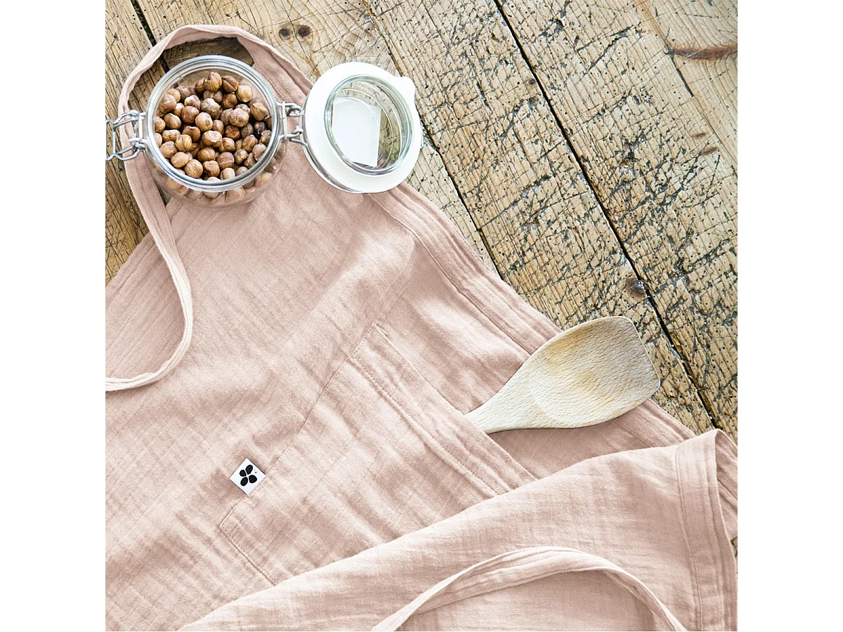 OUREA - Demi-Tablier avec Double Poche Gaze de Coton Guimauve