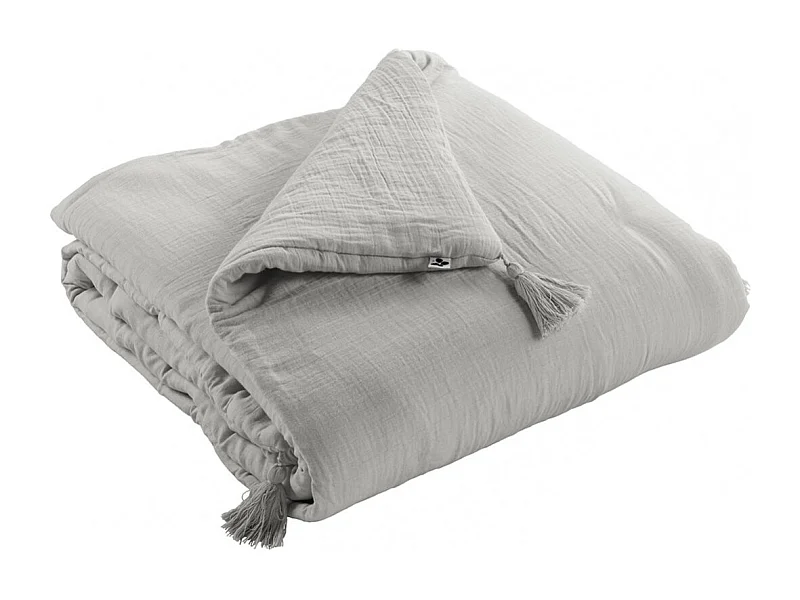 OUREA - Chemin de Lit 90x200cm Capitonné Gaze de Coton Nuage