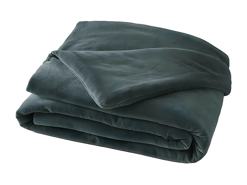 HARRIS - Chemin de Lit 90x200cm Velours de Coton Coloris Ardoise