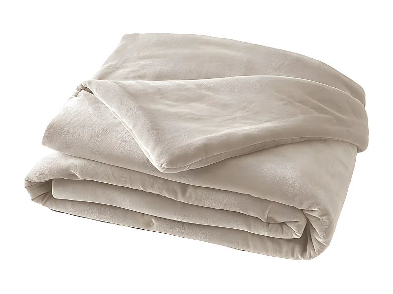 HARRIS - Chemin de Lit 90x200cm Velours de Coton Coloris Pampa