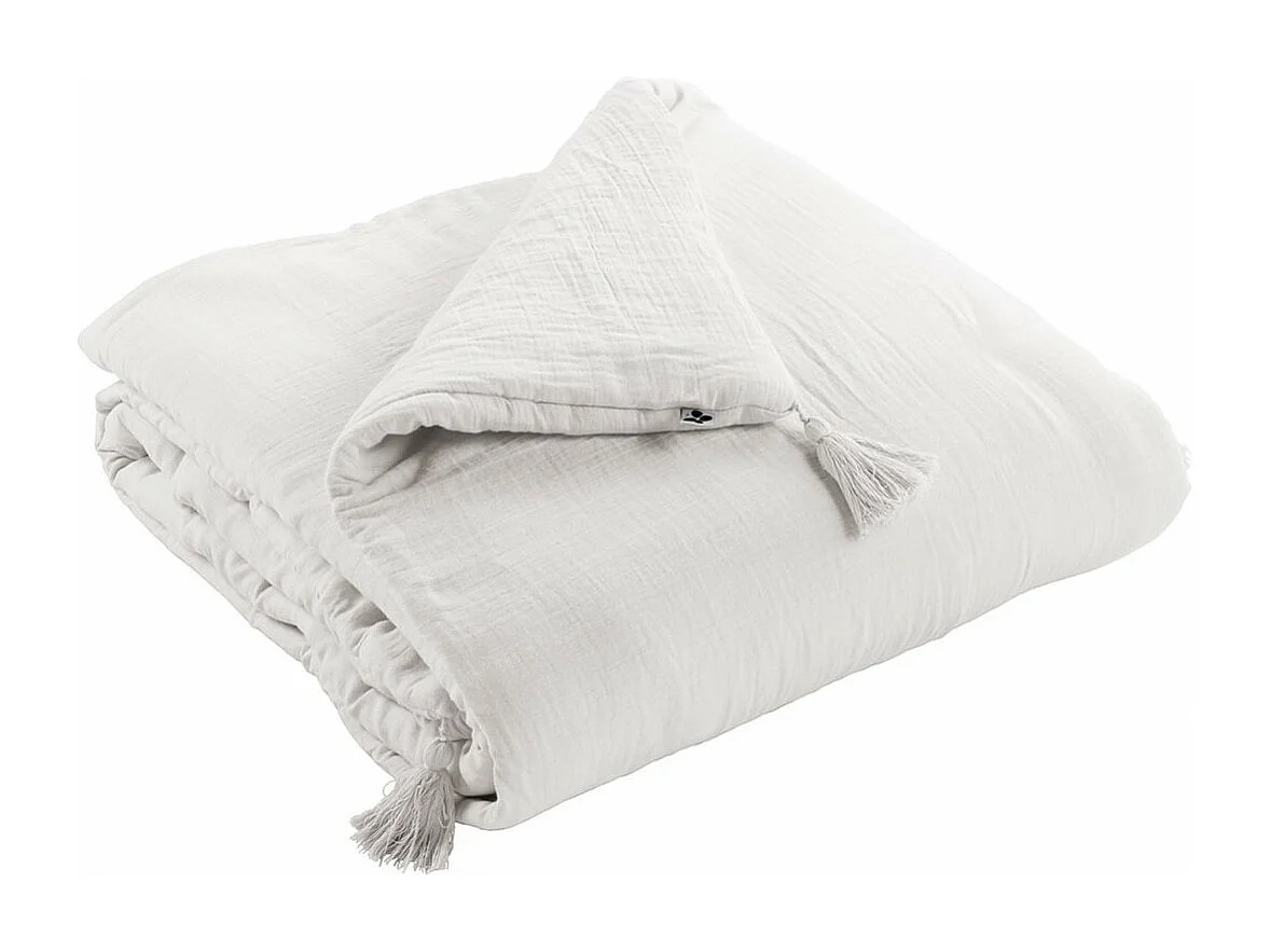 OUREA - Chemin de Lit 90x200cm Capitonné Gaze de Coton Chantilly