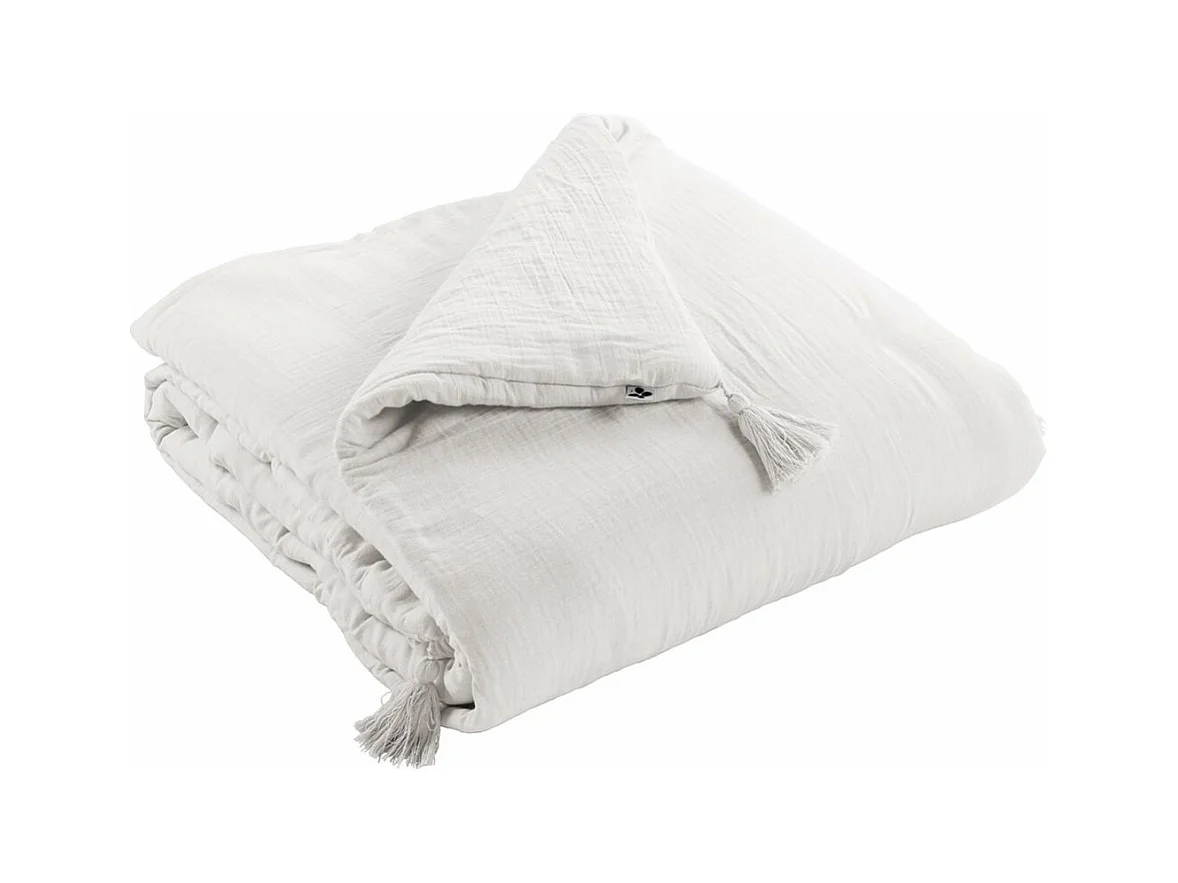 OUREA - Chemin de Lit 90x200cm Capitonné Gaze de Coton Chantilly