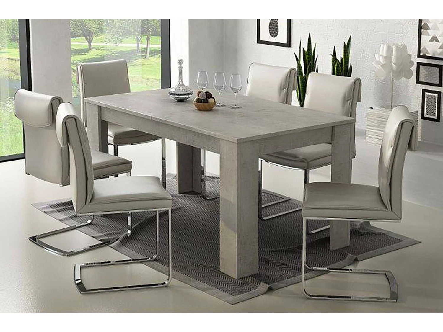 Uitschuifbare tafel 0, Uitschuifbare eettafel, Multifunctionele console met verlengstukken, 160x88h75 cm, Cement