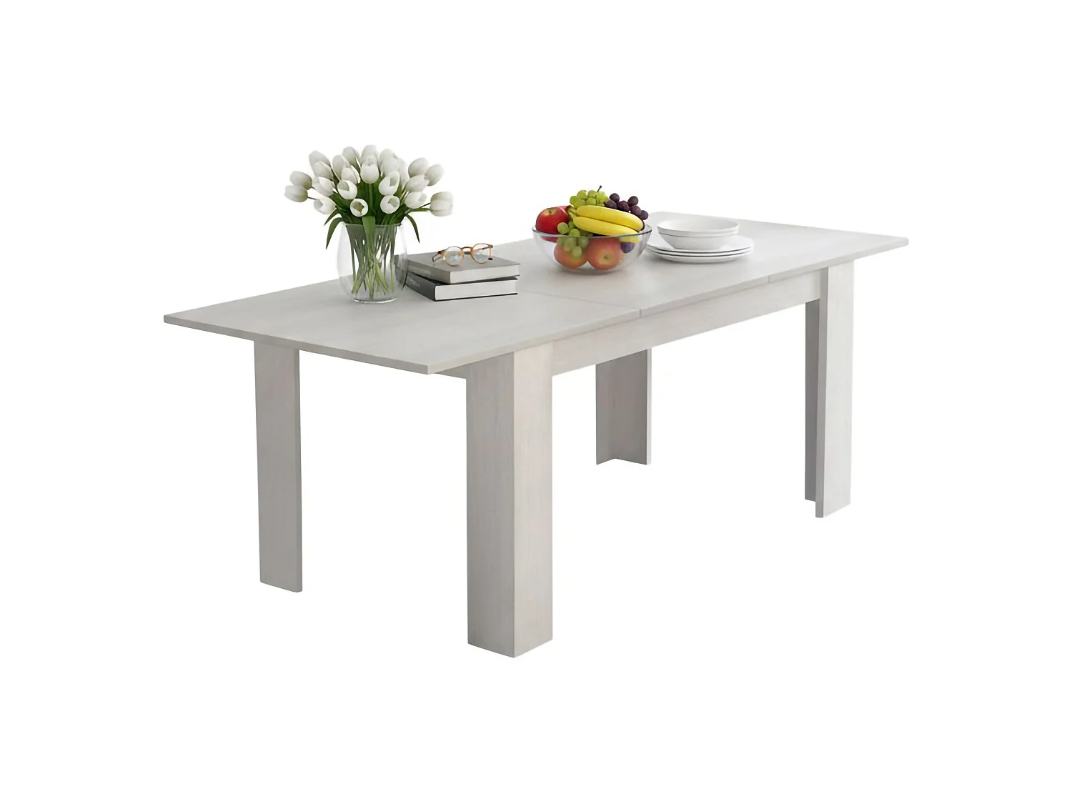 Mesa extensível 0, Mesa de jantar extensível, Consola multiusos com extensões, 140x88h75 cm, Branco