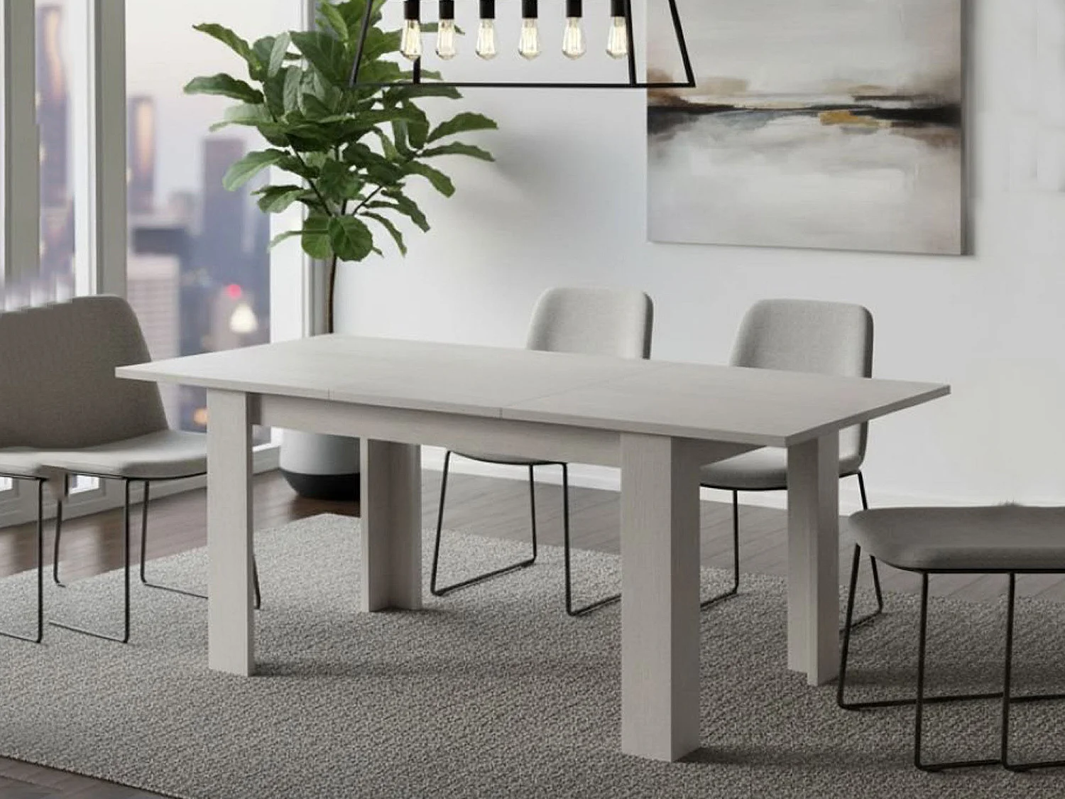 Mesa extensível 0, Mesa de jantar extensível, Consola multiusos com extensões, 140x88h75 cm, Branco