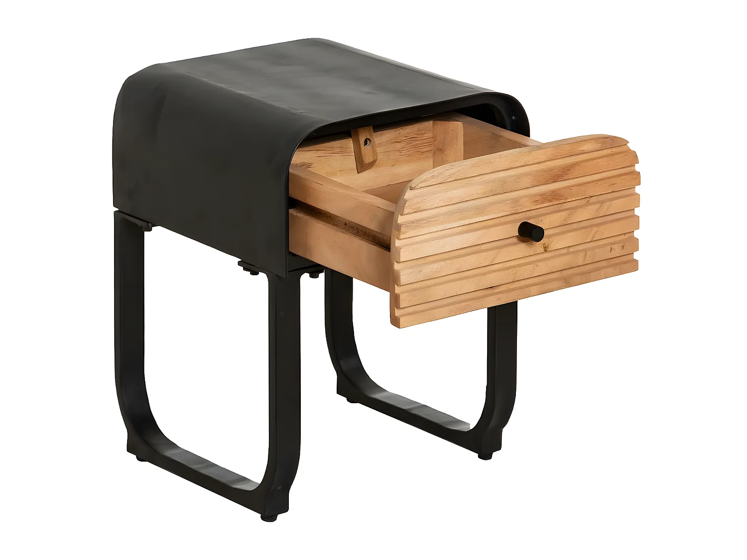 Table de chevet en bois de manguier et métal Jacques