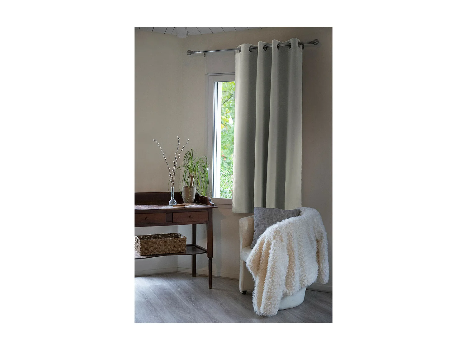 DARKER - Rideau Occultant 140x180cm Coloris Gris clair