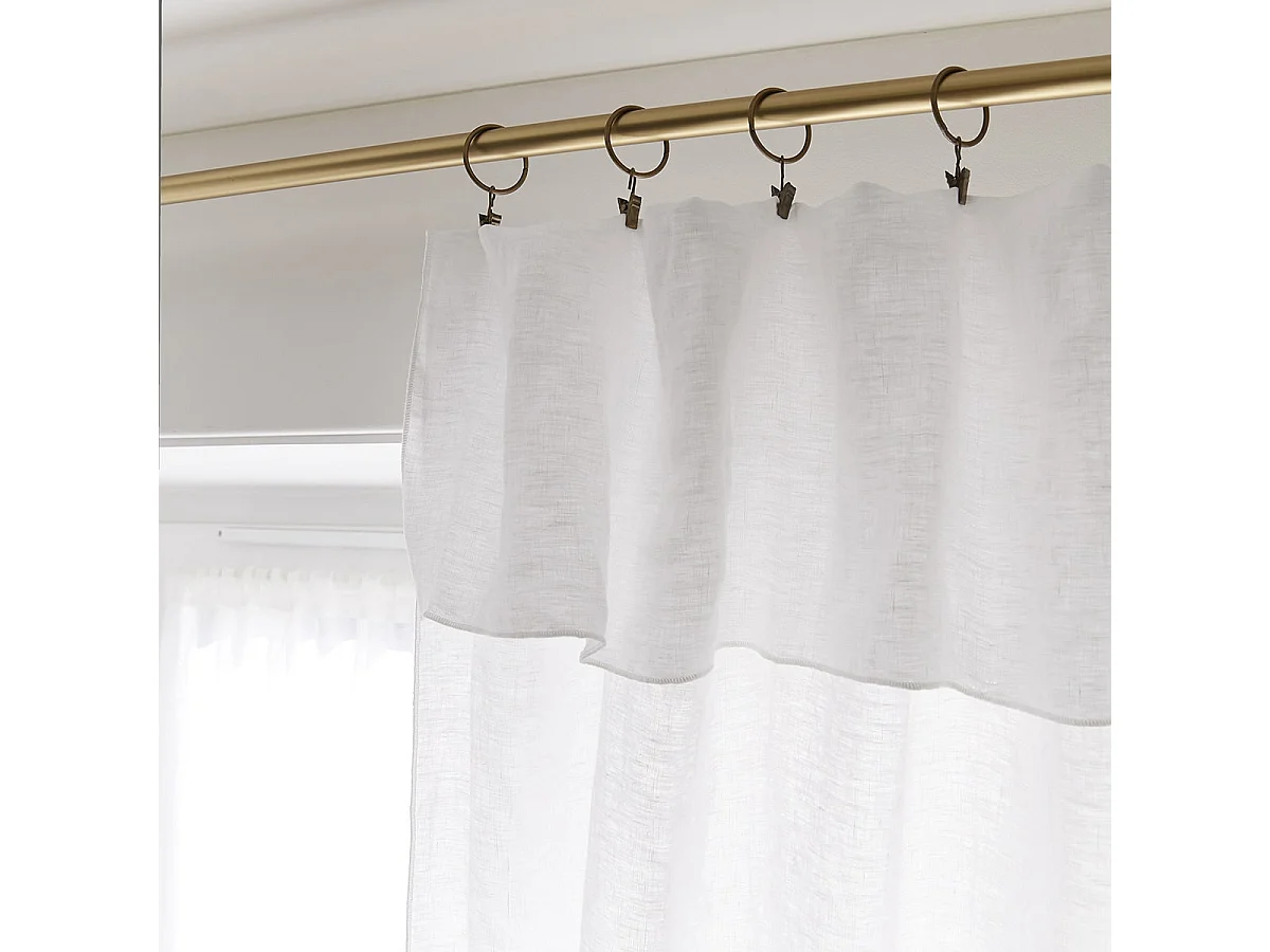 MARGAUX - Rideau Ajustable 140x270cm Lin Lavé Craie + 8 Anneaux Pince