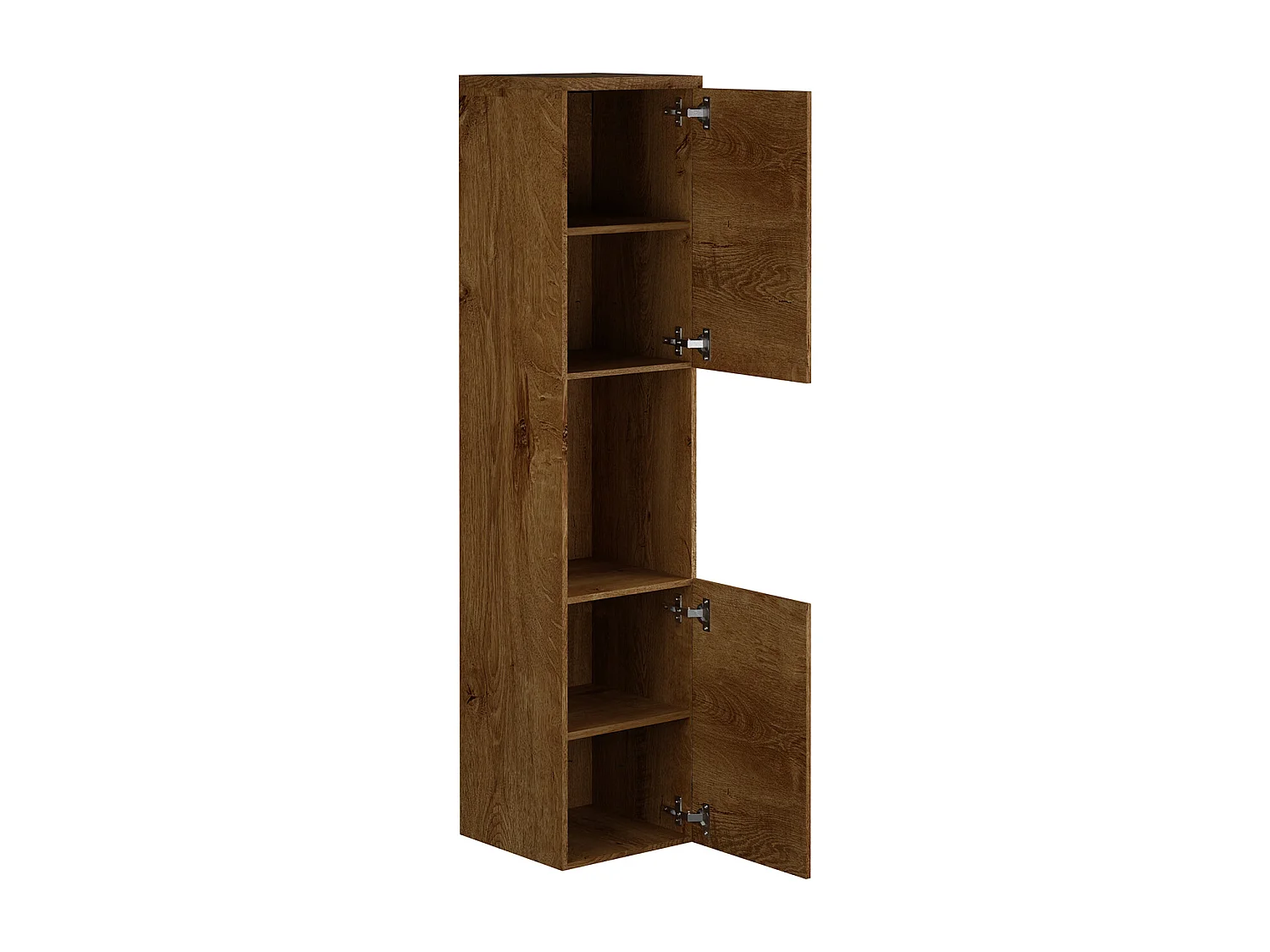 Armoire Salle De Bain Suspendue Chêne Rustique - 35x136x27 Cm, 2 Portes, 4 étagères