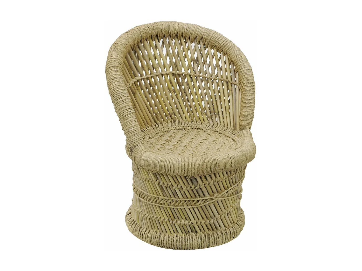 Fauteuil et tabouret pour enfant en roseau (Lot de 2)