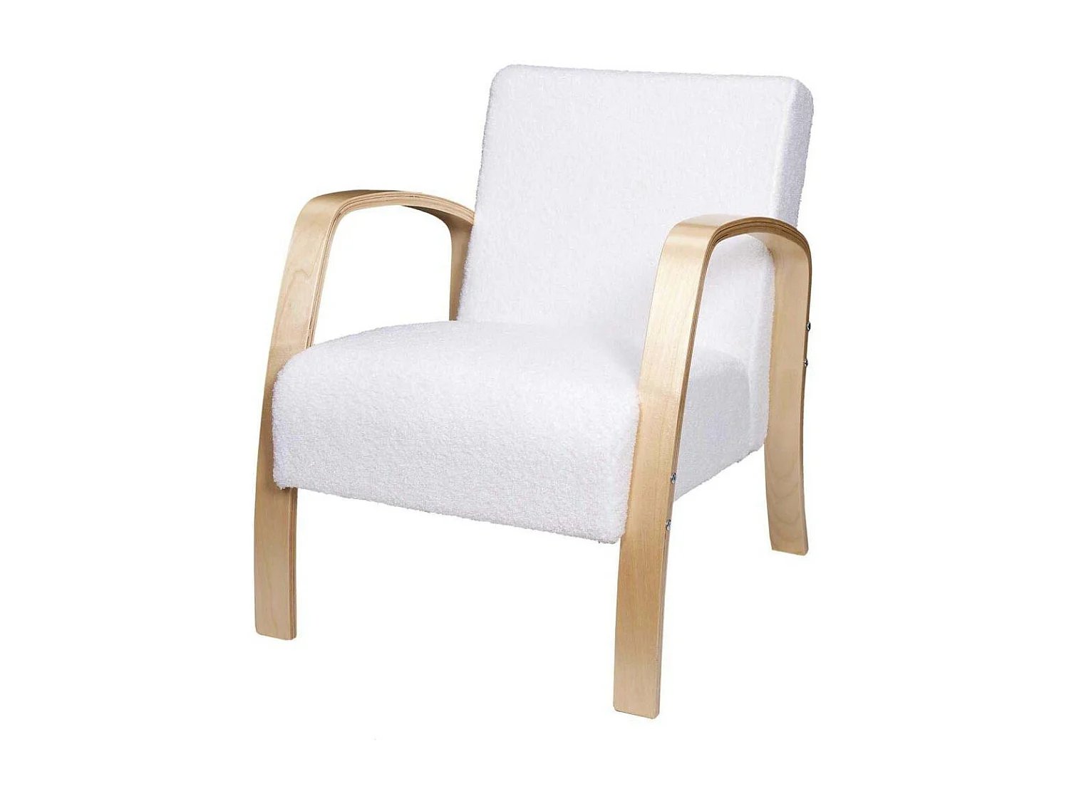 Fauteuil Bouclette Hella Blanc, Marron