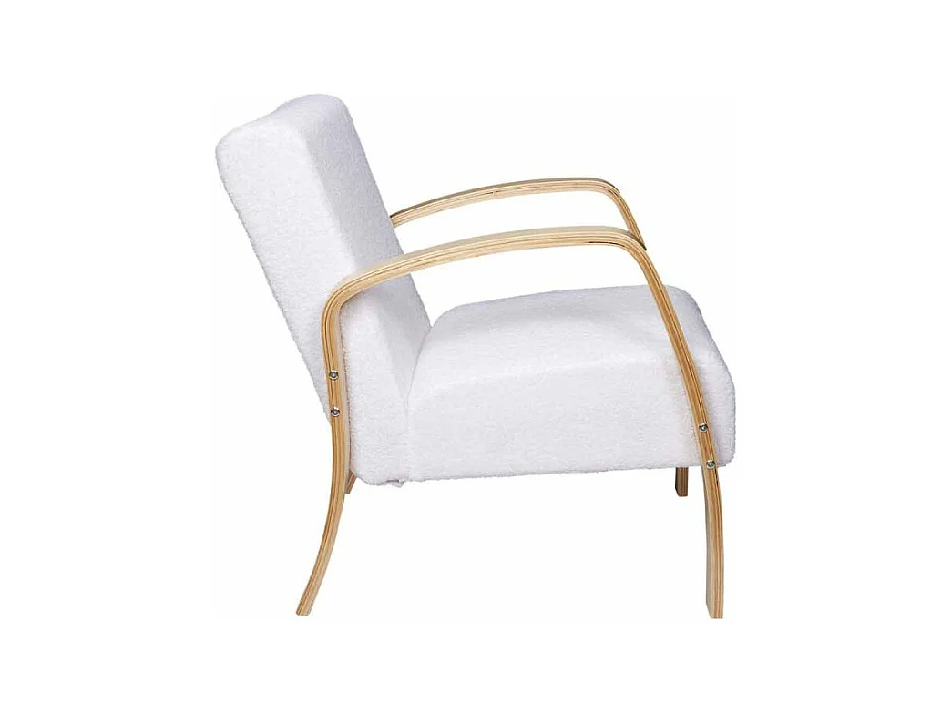 Fauteuil Bouclette Hella Blanc, Marron