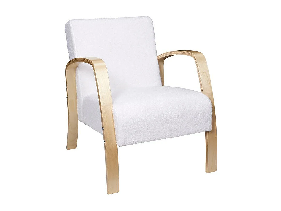 Fauteuil Bouclette Hella Blanc, Marron
