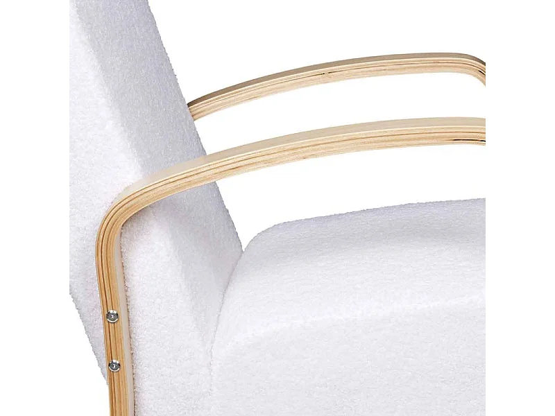 Fauteuil Bouclette Hella Blanc, Marron