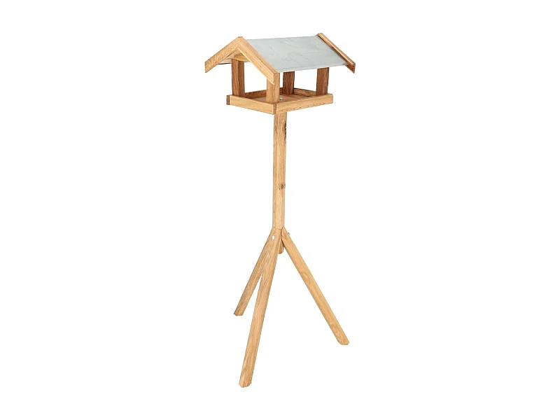 Mangeoire en chêne sur trépied Rectangulaire toit acier