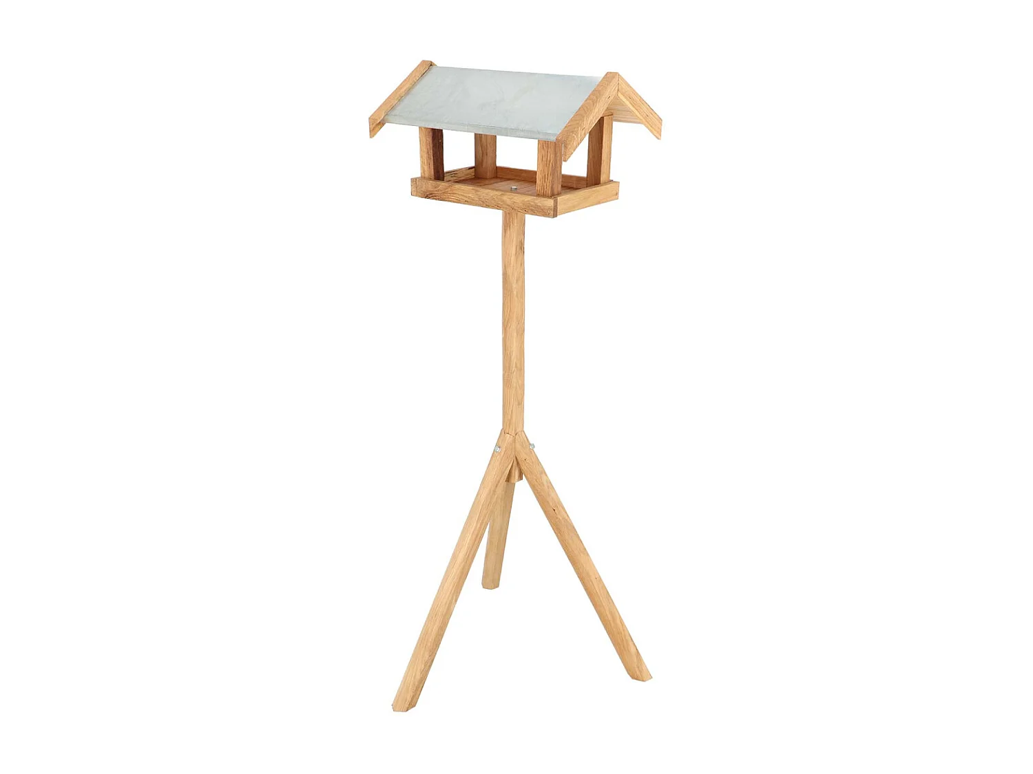 Mangeoire en chêne sur trépied Rectangulaire toit acier