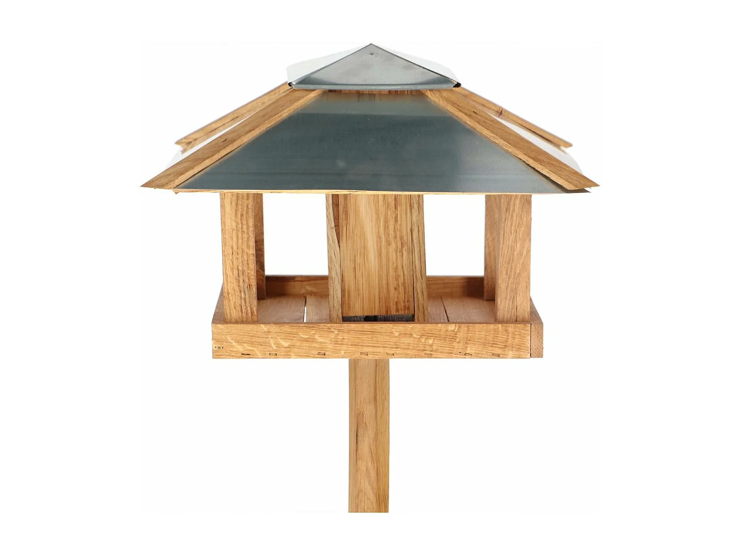 Mangiatoia di quercia su treppiede Tetto quadrato in acciaio