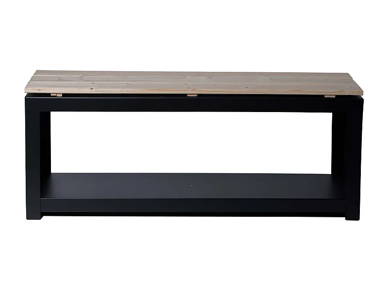 Banc acier et bois avec rangement à bûches Droit