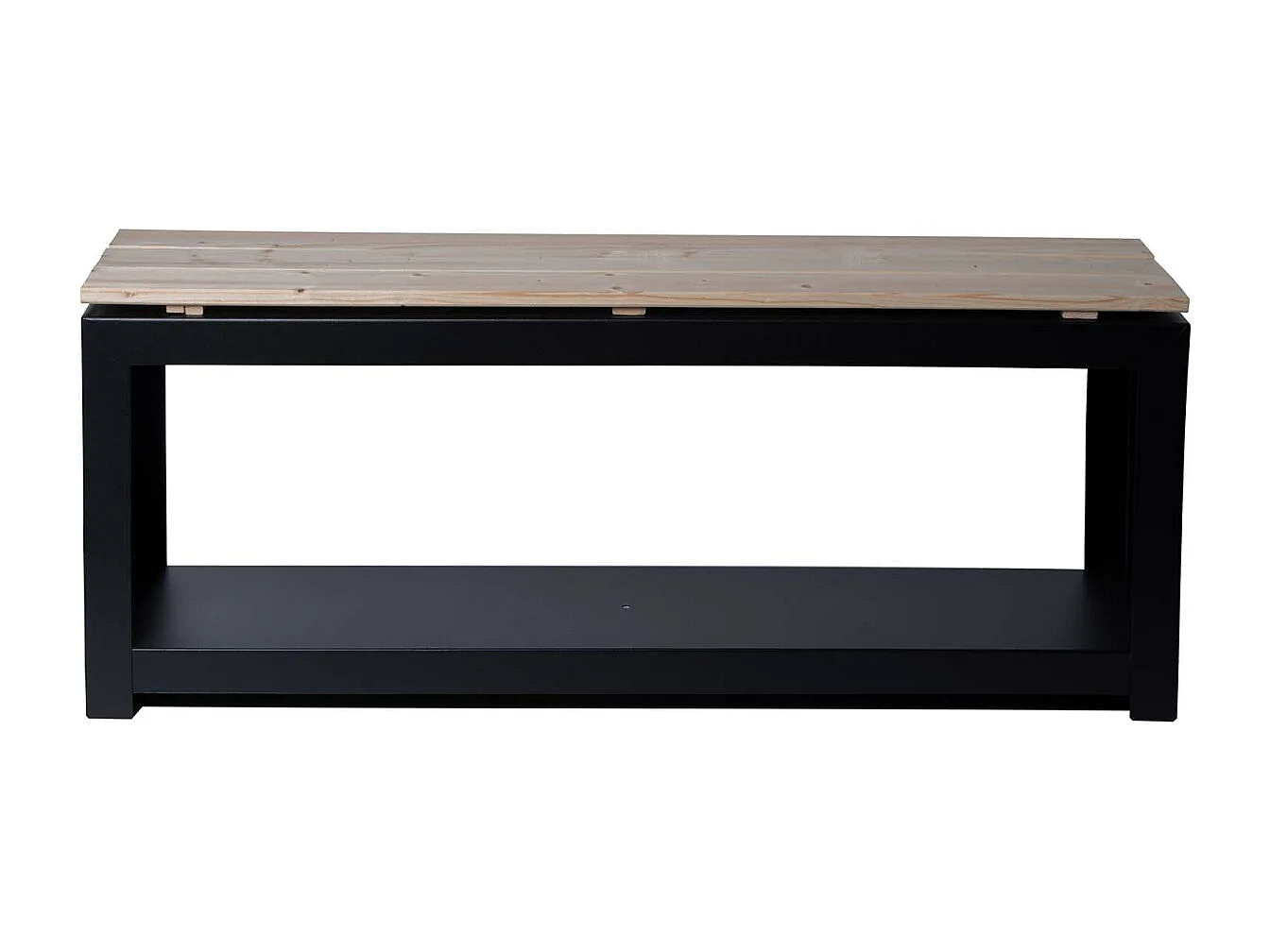 Banc acier et bois avec rangement à bûches Droit