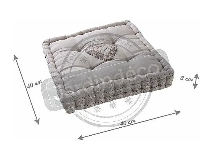 Coussin carré en coton et lin Coeur