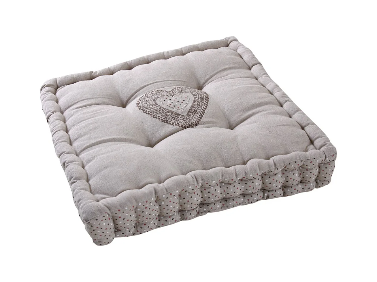 Coussin carré en coton et lin Coeur