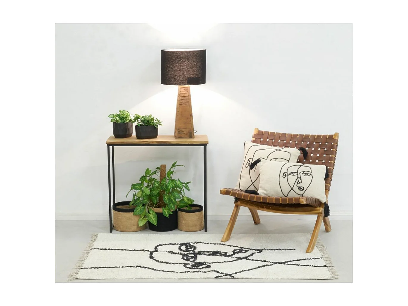 Coussin en coton Visage 50 x 30 cm